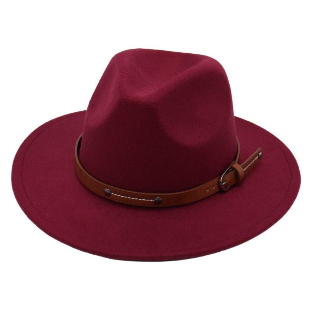 Anxsun3 Felt Fedora หมวก, Soft Vintage ปานามาหมวก,แฟชั่นเข็มขัดหัวเข็มขัด Elegant กว้าง Brim หมวกคาวบอยผู้ชายผู้หญิง ราคา ถูกที่สุด ดีลบีเคเค แกลเลอรีภาพที่ 9
