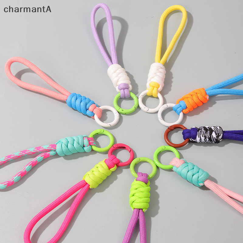 Charmanta 12 ซม.ที่มีสีสันเชือกถักสายคล้อง Lanyard พวงกุญแจสําหรับเคสโทรศัพท์ผู้หญิง Anti Lost พวงกุญแจรถกระเป๋าแขวนอุปกรณ์เสริมพวงกุญแจ VN