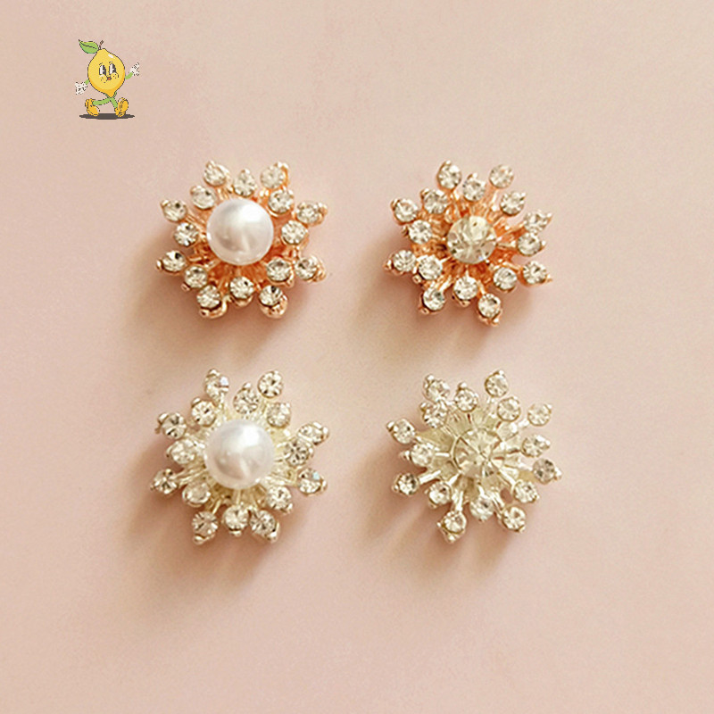 [mozh ] Pearl Full Diamond Flower Alloy Accessories Diy Handmade Hair Accessories Jewelry Materials [TH ]