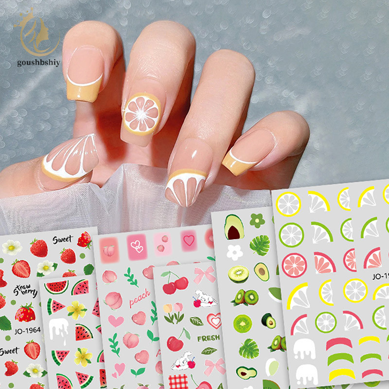 [goushbshiy] Nail Art 3D Decal Sticker Fruit Lemon Watermelon Cherry Nail Art Decals TH