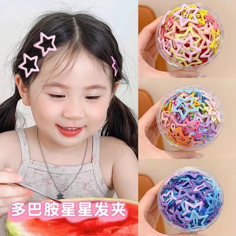 กิ๊บติดผมดาวสีสันสดใส 6 ชิ้นสําหรับเด็กผู้หญิงหน้าม้าด้านข้างน่ารักและกิ๊บหัก Y2k Dopamine Headwear