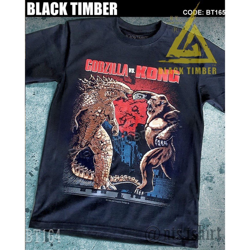 BT 165 Godzilla VS Kong เสื้อยืด สีดำ BT Black Timber T-Shirt ผ้าคอตตอน สกรีนลายแน่น S M L XL XXLS-5