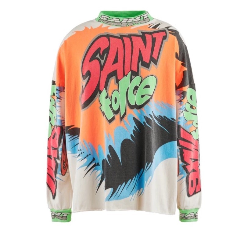 Sa1nt M1CHAEL 24SS SA1NT เสื ้ อยืดแขนยาว New Racing Retro