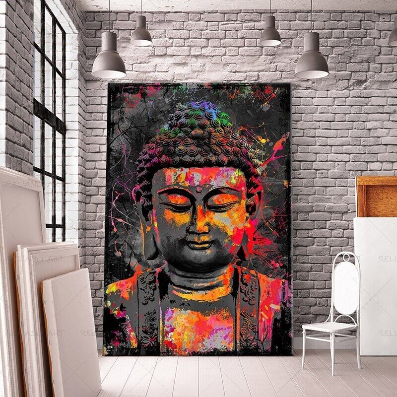 Abstract Graffiti Buddha Lord Canvas Painting Religious Posters and Prints Scandinavian Home Decor