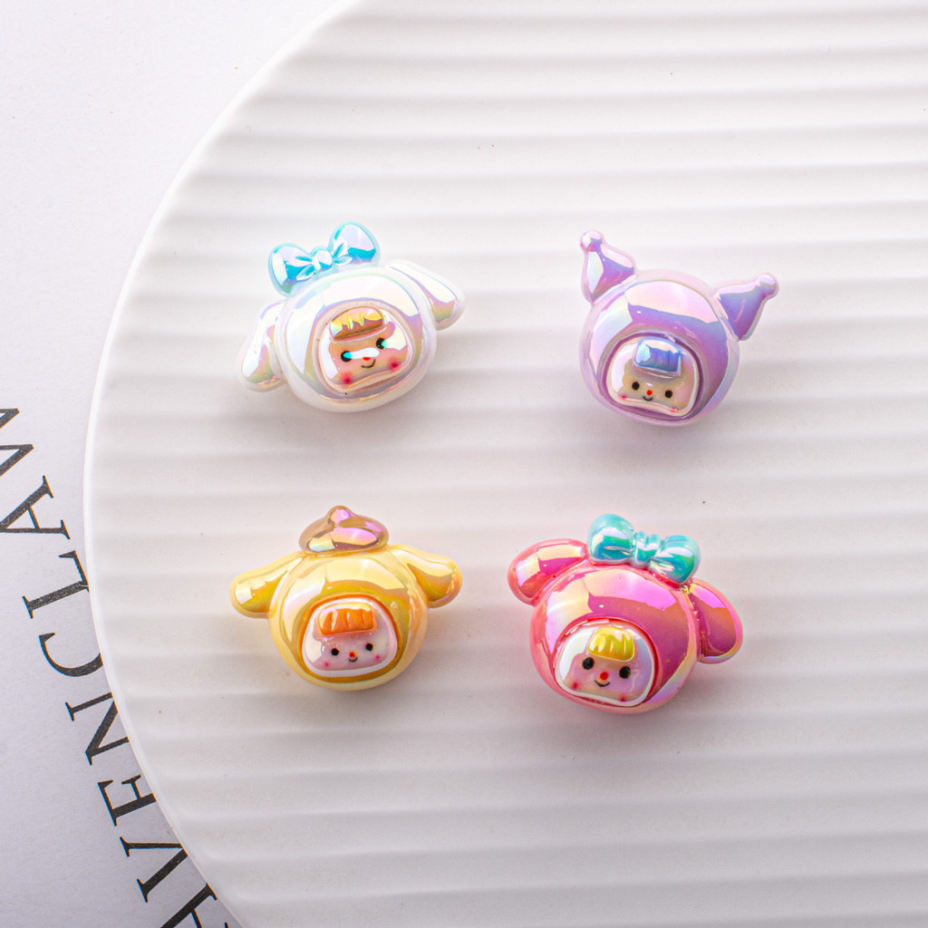 Childlike สินค้าสูง Kuromi เรซิ่นการ์ตูนลูกปัดหลวมรูแนวตั้ง DIY ห่วงโซ่โทรศัพท์มือถืออุปกรณ์เสริมลูกปัด