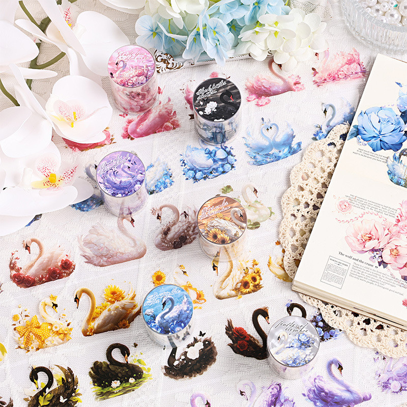 Journamm 50 มม.* 2 M PET เทป Swanl สติกเกอร์ 38 ซม.รอบ Collage อัลบั้มภาพตกแต่ง Junk Journal DIY Scrapbooking อุปกรณ์
