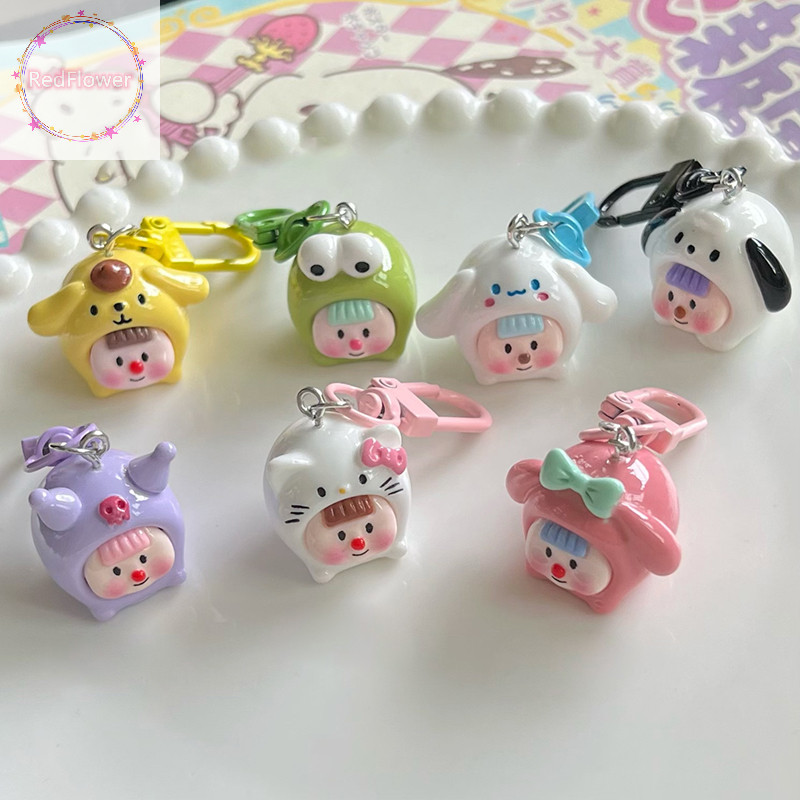 Redflower พวงกุญแจอะนิเมะรูป Melody Cinnamoroll กระเป ๋ าพวงกุญแจจี ้ มินิตุ ๊ กตาสาวของขวัญวันเกิดของเล ่ น VN