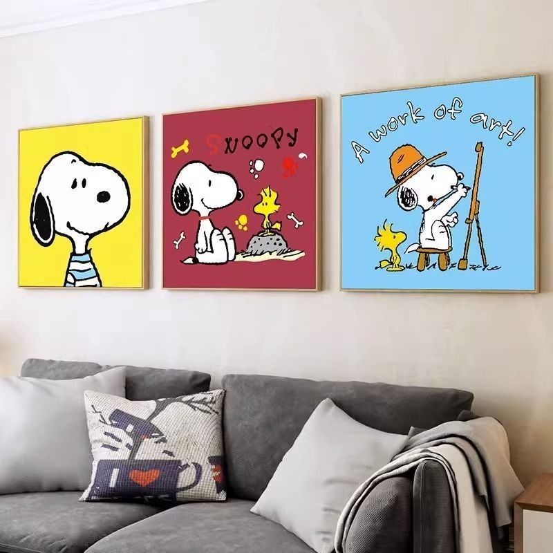 30x30x0.9 ซม.น่ารัก Snoopy Art เดสก์ท็อปภาพวาดตกแต่งห้องนั่งเล่นห้องนอนเด็กตกแต่งห้องจิตรกรรมผนังโปสเตอร์ตกแต่ง Nordic Wall Art วาดพื้นหลังแขวนผนังภาพวาด