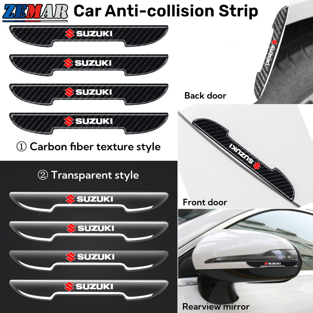 4 ชิ้น Suzuki แถบป้องกันการชนกันของประตู ป้องกันรอยขีดข่วน กันน้ํา ซิลิโคนกันกระแทกขอบประตูรถ​ for Suzuki Jimny Swift Ertiga Celerio XI7 Ciaz