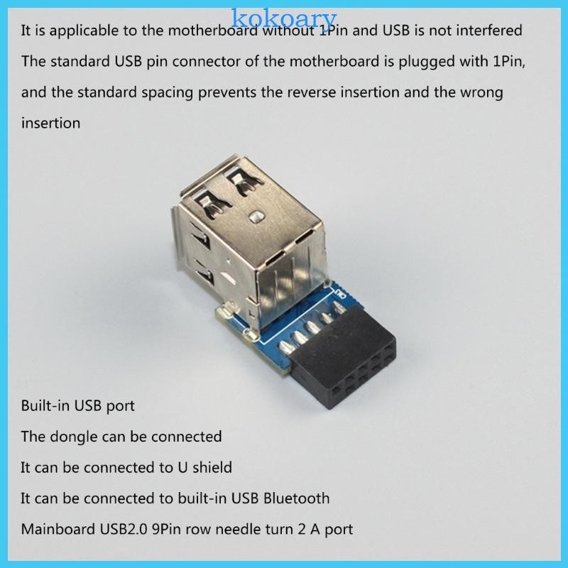 Kok 9Pin USB 2 0 ตัวแปลงหญิง Adaptor Dual Port USB เมนบอร์ด Header Adapter - Dual Layer PH29A ประเภทสําหรับพีซี