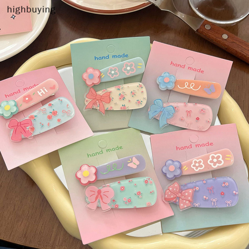 [ซื้อสูง] 2 ชิ้นหวานการ์ตูน Traceless Hairpins สําหรับผู้หญิงสาวน่ารักอเนกประสงค์โบว์ดอกไม้ด้านข้างคลิป Barrettes อุปกรณ์เสริมผมของขวัญสต็อกใหม่
