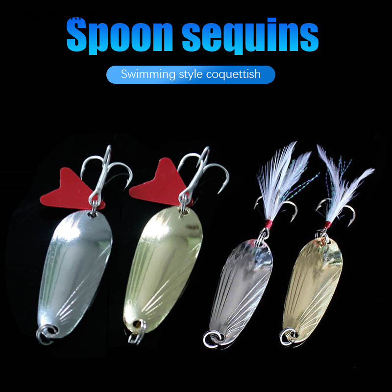 Newwellknownepic 5G-12G Gold Silver Shell รูปแบบเลื่อม Red Heart Flakes และ Feather สามตะขอเหยื่อปลอม Hard เหยื่อแผนที่ Sub TH