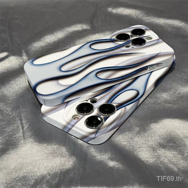 Art Blue Flameรูปแบบเคสโทรศัพท์iPhone 12promax 13 12 14 15 pro 11 เคสป้องกันโทรศัพท์Xr 7/8plsu Hard Case xs 11 15 14 promax Scratch-Resistant Shock-Resistant xsmax UWBG