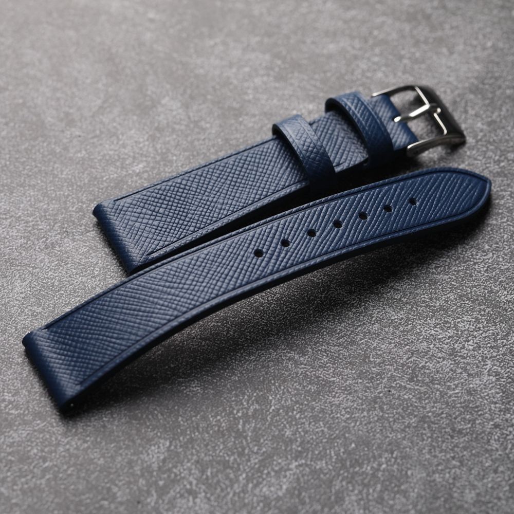 Seiko สายนาฬิกาหนังแท้ High-End Handmade Cowhide สายนาฬิกา seiko no.5 18 19 20 22MM สีดําสีฟ้านาฬิกาอุปกรณ์เสริม