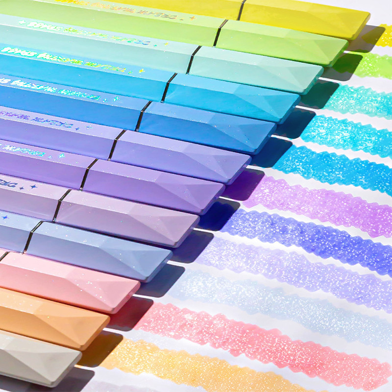 4 ชิ้น Boxed Dream Making Space Series Bling สี Highlighters School Office Chisel Fiber Nib Fluorescent Marker ปากกา