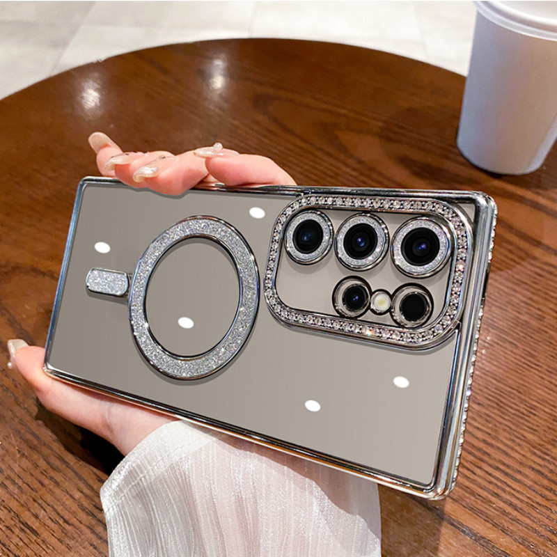 เคสกันกล้อง แต่งกลิตเตอร์ เคสแม่เหล็ก ชาร์จได้ สำหรับ Samsung A07 A17 A06 A56 S25 S23 S24 Ultra FE A26 A16 A36 A55 s25fe