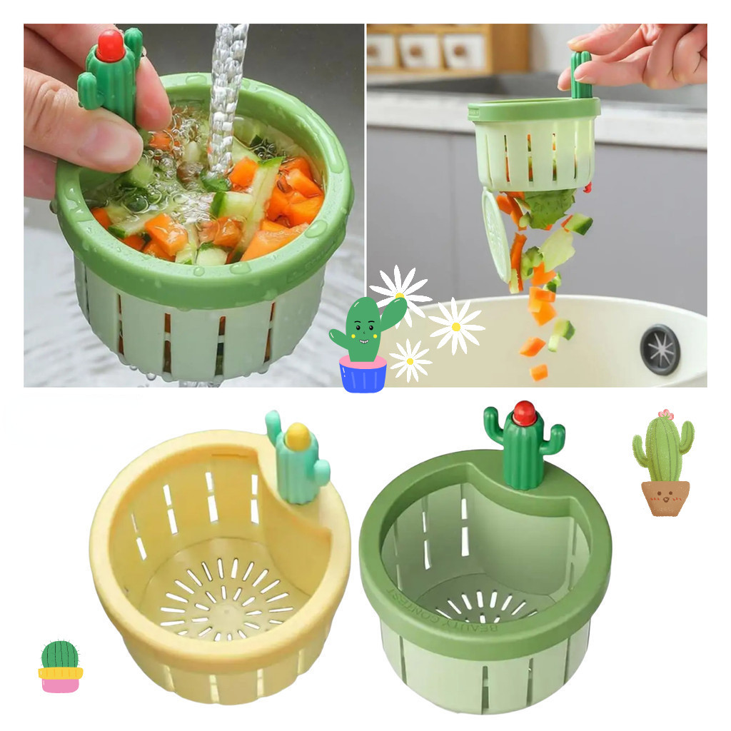 ห้องครัวสร้างสรรค์ท่อระบายน้ําตะกร้ากรองน่ารักกระบองเพชรอ่างล้างจานกรองเครื่องมือครัวในครัวเรือน