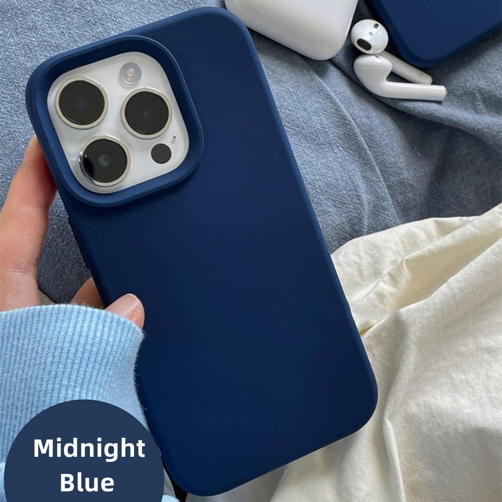 Midnight Blue เคสซิลิโคนเหลวสําหรับ iPhone 15 Pro Max 15 Pro 15 14 13 12 11 Pro Max XR IX กรณีห่อกันกระแทกด้านหลังปกอ่อน