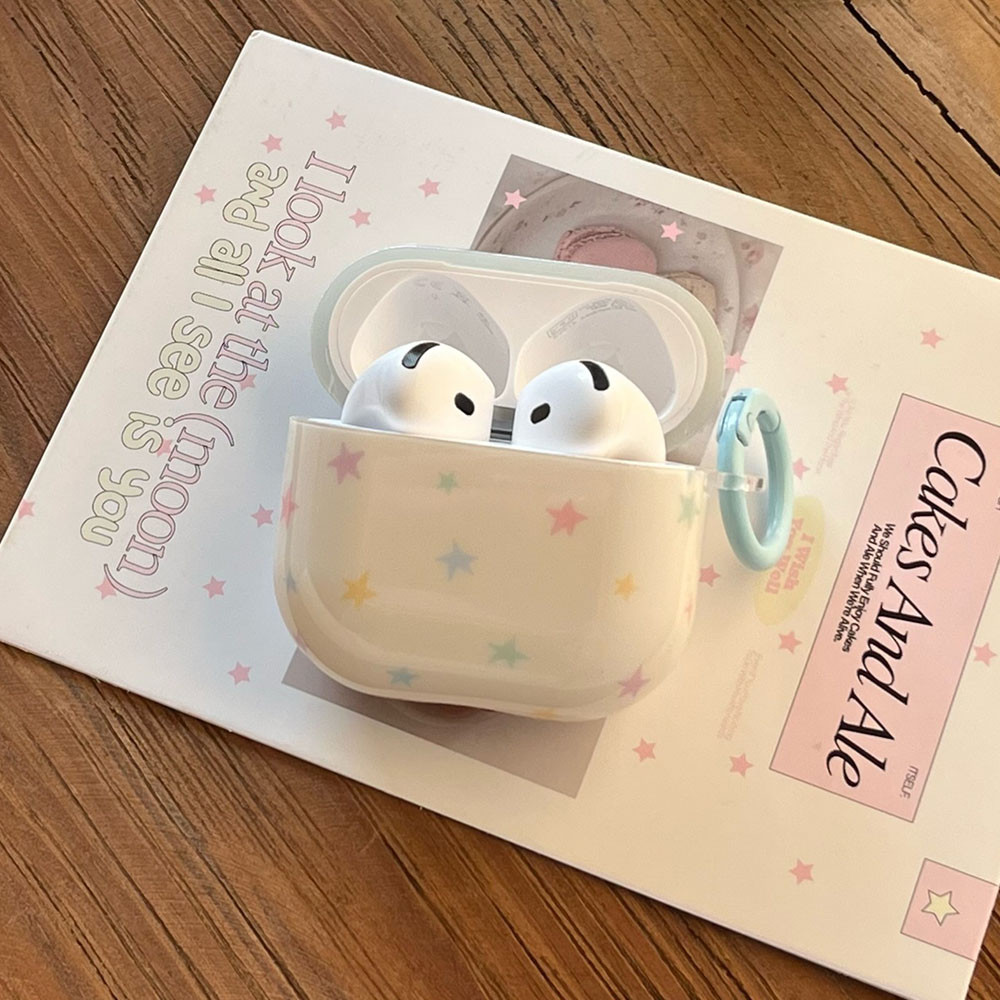 ดาวที่มีสีสันสีฟ้านุ่ม ทีพียู หูฟังกรณีสําหรับ แอร์พอด 4 3 2 1 มือโปร มือโปร2 กันกระแทกพร้อมตะขอสําหรับ แอร์พอด 4ชาร์จกรณีปก - รูปที่ 6
