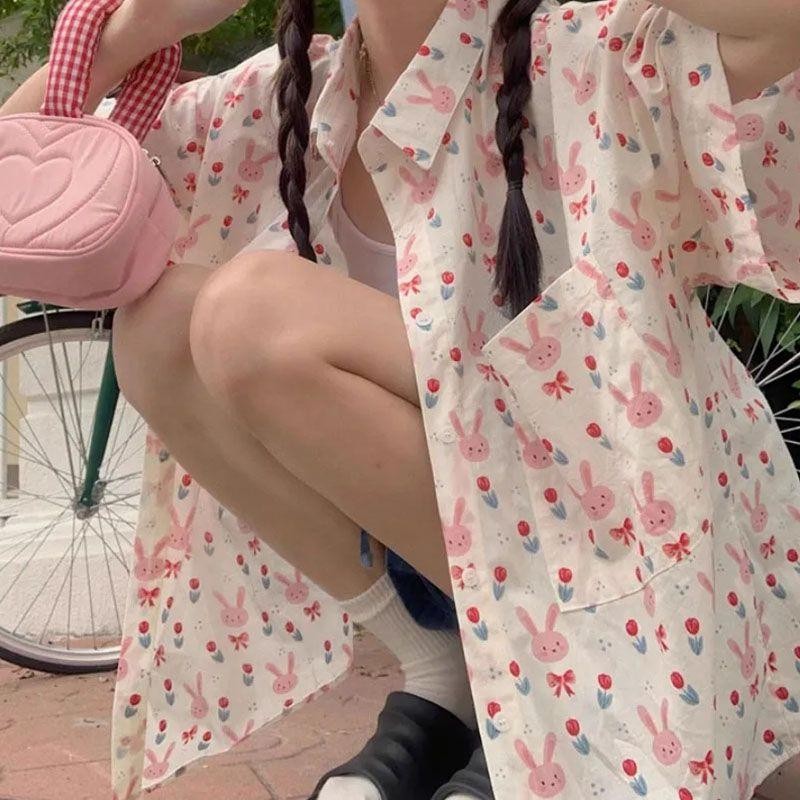 KOKO เสื้อลายดอกสงกรานต์ผู้หญิง แขนสั้น ทรงหลวม W352 thumbnail 3