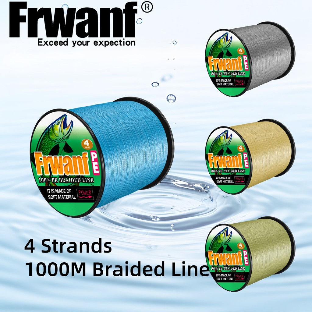 Frwanf 4 Strands 1000M สายตกปลา PE Braided Multifilament Super line 6LB-100LB