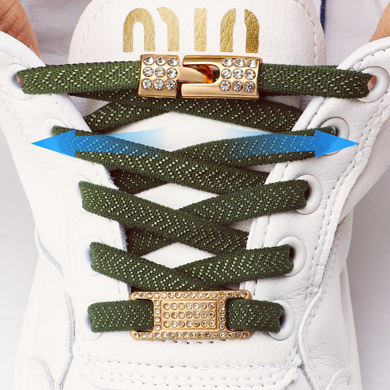 1 คู่ยืดหยุ่นไม่มี Tie รองเท้า Laces Bling เพชร Cross ล็อคเชือกผูกรองเท้า Charms รองเท้าผ้าใบหัวเข็มขัดสําหรับ AF1 โลหะ Shoelaces สําหรับผู้หญิง Man