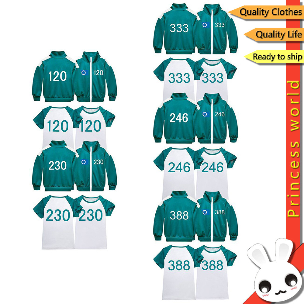 พร้อมส่งในไทย ชุดวอร์มSQUID GAMEเด็ก ชุดผู้เล่นสควิดเกมเด็ก ซีซั่น2 388 246 230 333 120 ชุด