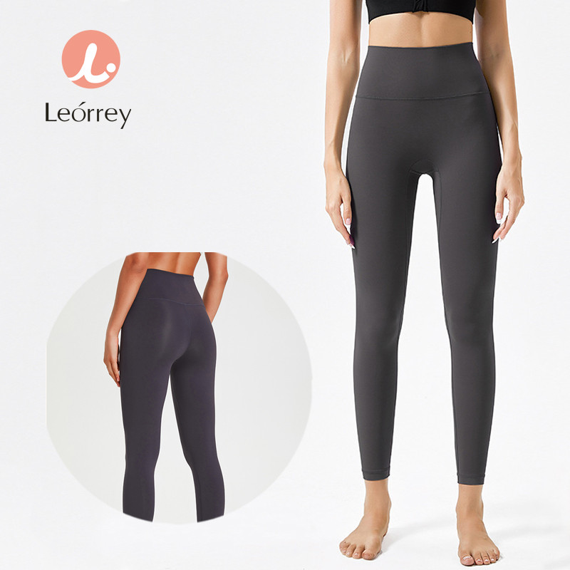 Leorrey-กางเกงโยคะขายาวเอวสูง เลกกิ้งรัดหน้าท้องสำหรับออกกำลังกาย เลกกิ้งฟิตเนส