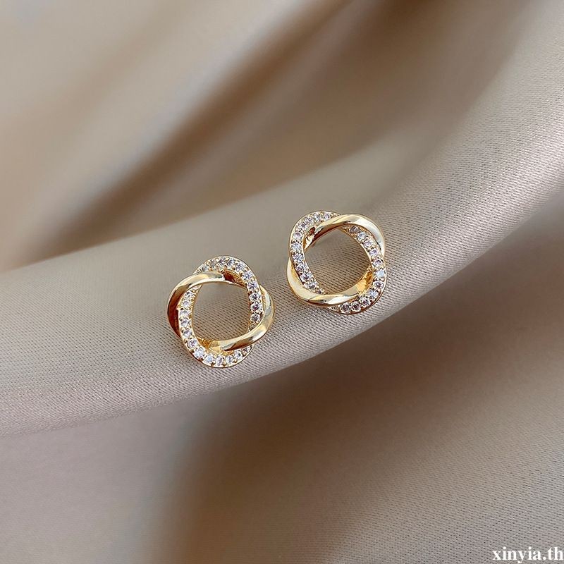 S925 Silver Stitch ต่างหูส่วนบุคคลอารมณ์ Crossed ต่างหูผู้หญิงต่างหูขนาดกะทัดรัดxinyia.th