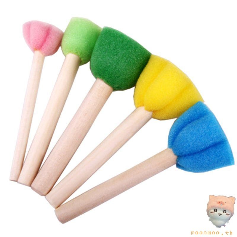 5Pcs Sponge Brushes Drawing Toys Children Art Flower Pattern DIY Painting Tools