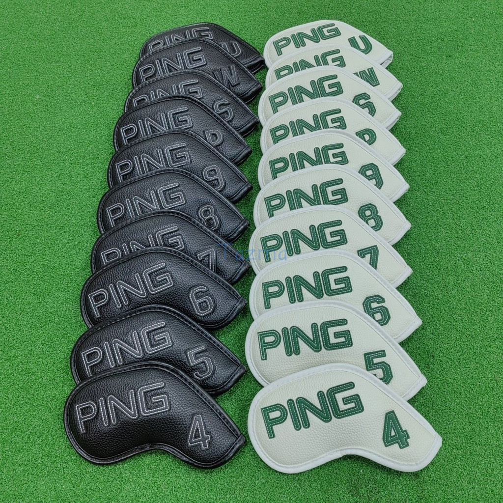 Ping Branded Golf Club Iron Headcover (4,5,6,7,8,9,P,U,W,S) แม่เหล็กปิดกันน้ําคุณภาพพรีเมี่ยมฝาครอบเ