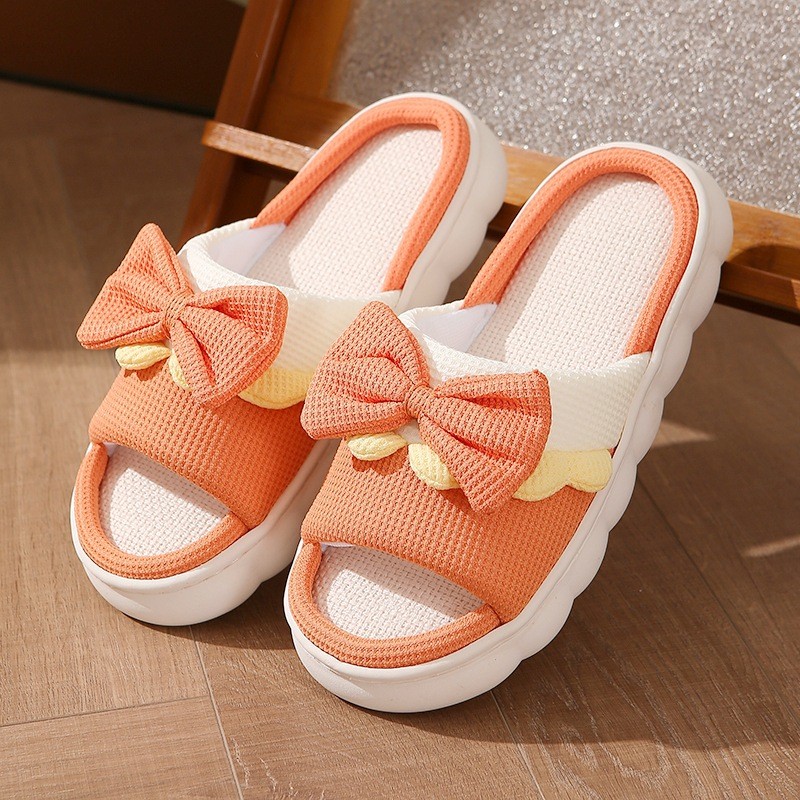 Mushi COD รองเท้าผู้หญิงรองเท้าแตะแบนรองเท้าแตะในร่มรองเท้าแตะผ้าลินิน Anti-slip Home Anti-slip & WDYZ201S