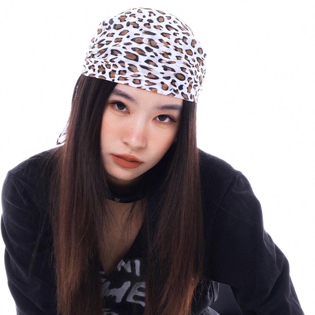 Halo studio พร้อมส่ง🔥 Y2k INS ลูกไม้สามเหลี่ยม Headscarf ผ้าพันคอแฟชั่นวินเทจลายเสือดาว สไตล์หวานและเท่ - รูปที่ 5