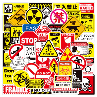 ❉ Warning Sign Series 01 สติ๊กเกอร์ ❉ 50Pcs/Set Warning Mark DIY Fashion Mixed Luggage Laptop Skateboard Doodle Decals สติ๊กเกอร์