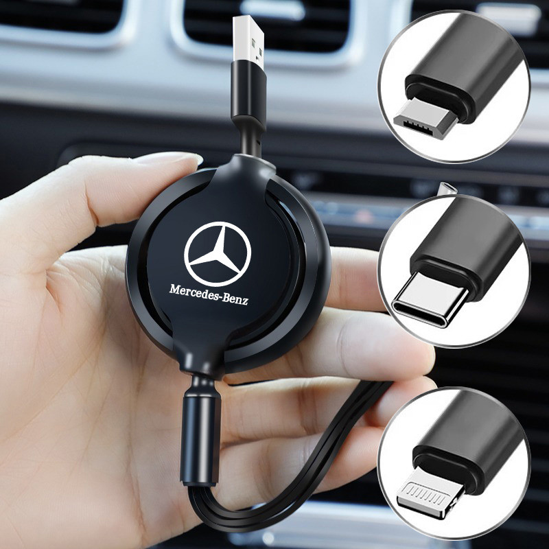 3-in-1 อินเทอร์เฟซรถ Charger ข้อมูลสายปลอดภัย Fast Charging สําหรับ Mercedes Benz AMG W177 W176 X166 X167 C257 C218 X253 C118 C117