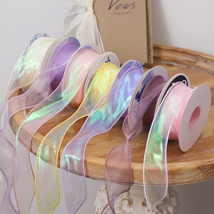 St. kunkka 40 มม. Fishtail เส้นด้ายริบบิ้นโปร่งใสชีฟองริบบิ้นห่อของขวัญริบบิ้นสําหรับช่อดอกไม้ DIY ห่อของขวัญ