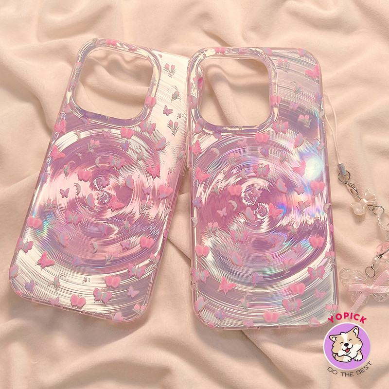 ดอกไม้สีชมพูผีเสื้อสําหรับ iphone16pro เคสโทรศัพท์มือถือ ใหม่ iphone15promax สองชั้น 14 หญิง 13 เปลือก 16 รวมทุกอย่างเคสป้องกันการตกที่เรียบง่ายความรู้สึกขั้นสูงของรัศมี XW