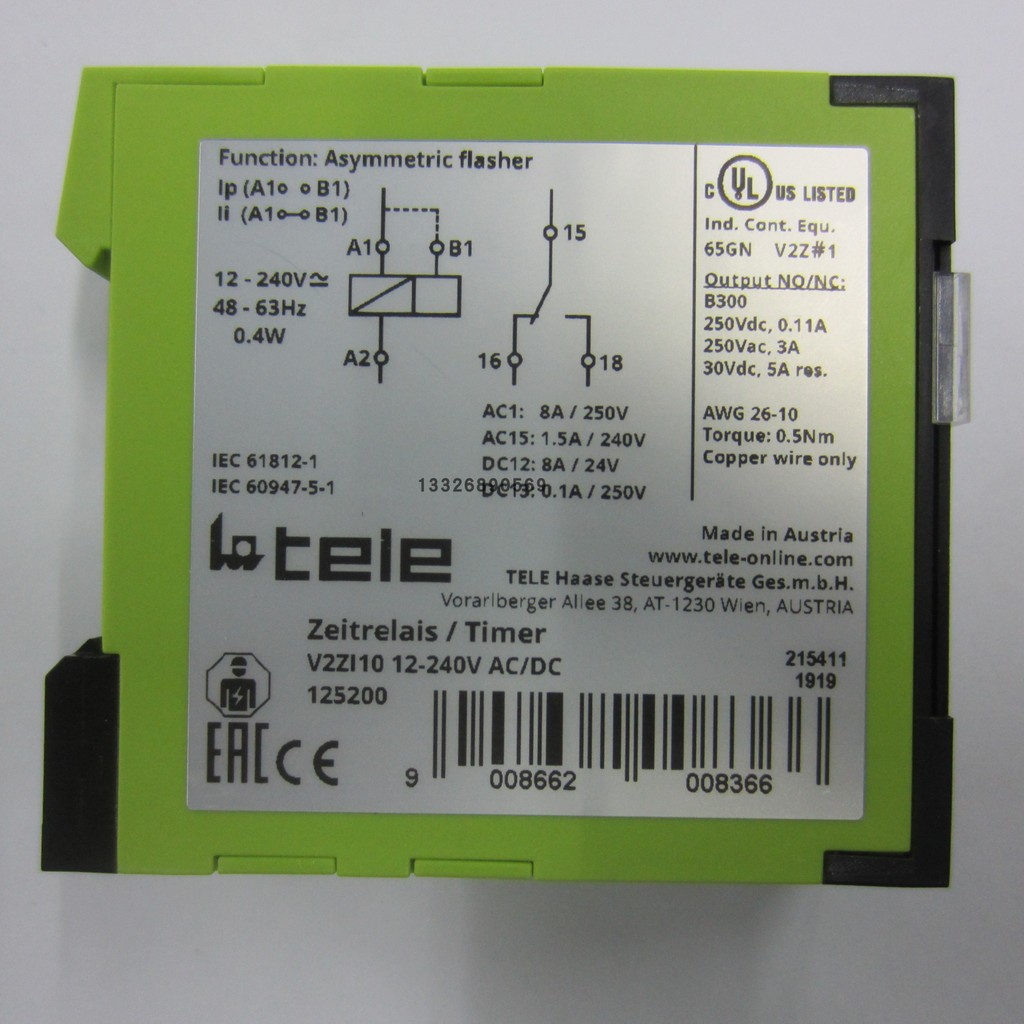 V2ZI10 12-240V AC/tele Pulse Time Relay V2Z110
