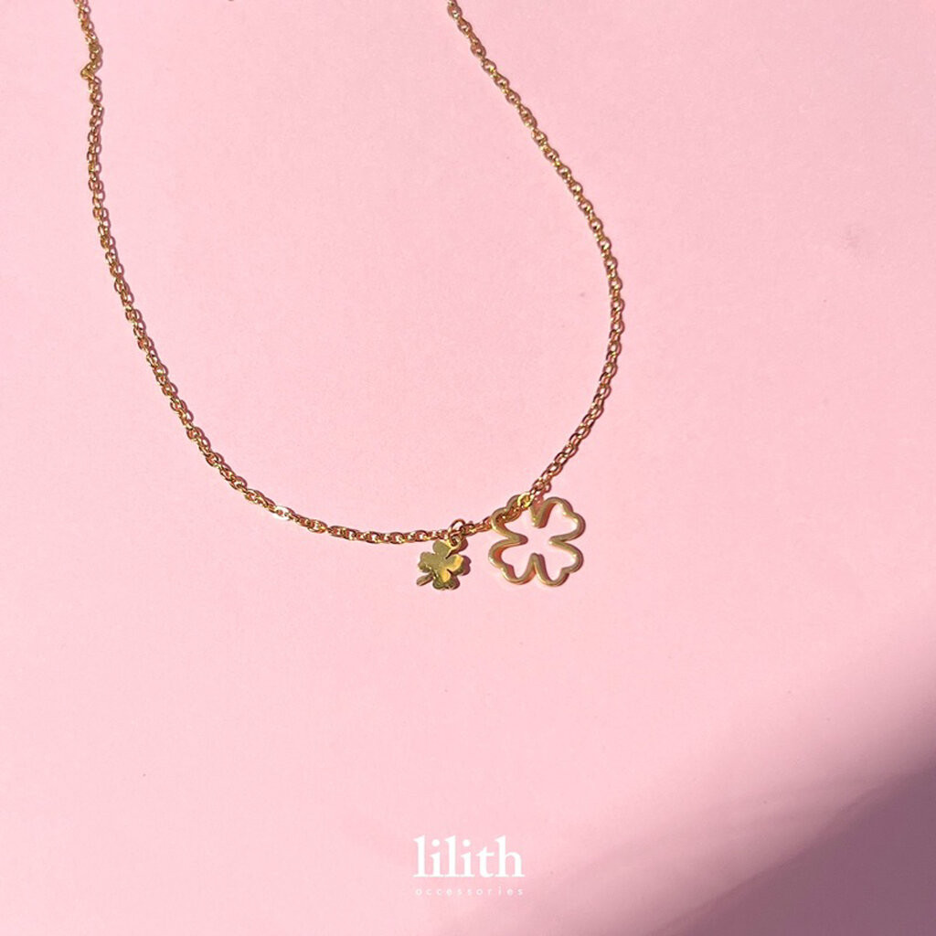 Lilith - 2layers Four leaf clover สร้อยคอ จี้ใบโคลเวอร์ รูปที่ 2