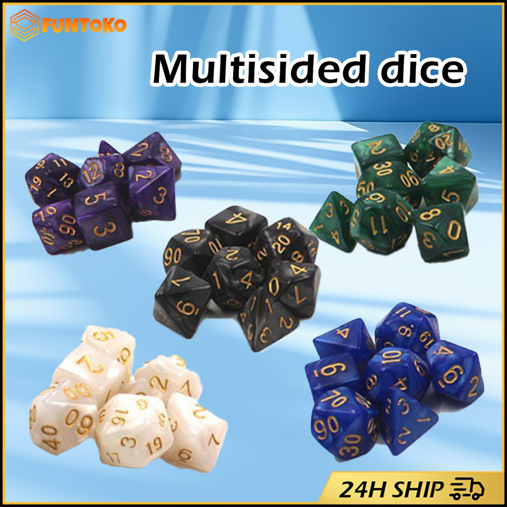 สินค้ามีคุณภาพ ลูกเต๋าหลายด้าน d4 d6 d8 d10 d12 d20 d100 ลูกเต๋า board game ชุด7ชิ้น ลูกเต๋าเกมตาราง