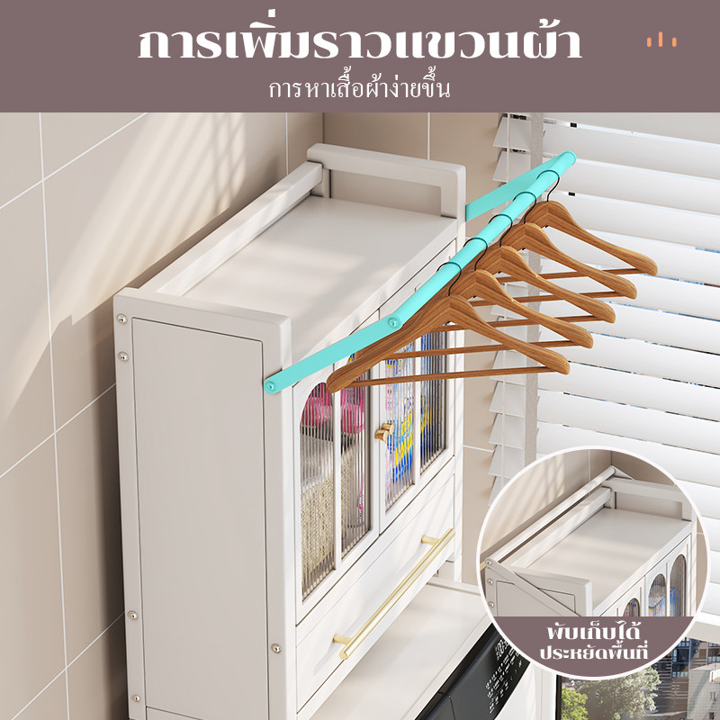 HSY ชั้นวางเครื่องซักผ้า  ชั้นคร่อมชักโครก 2/3ชั้น แบบมีลิ้นชัก สแตนเลส ชั้นวางของในห้องน้ำ ประหยัดพื้นที่ มีประตูกันฝุ่นและแมลง - รูปที่ 2