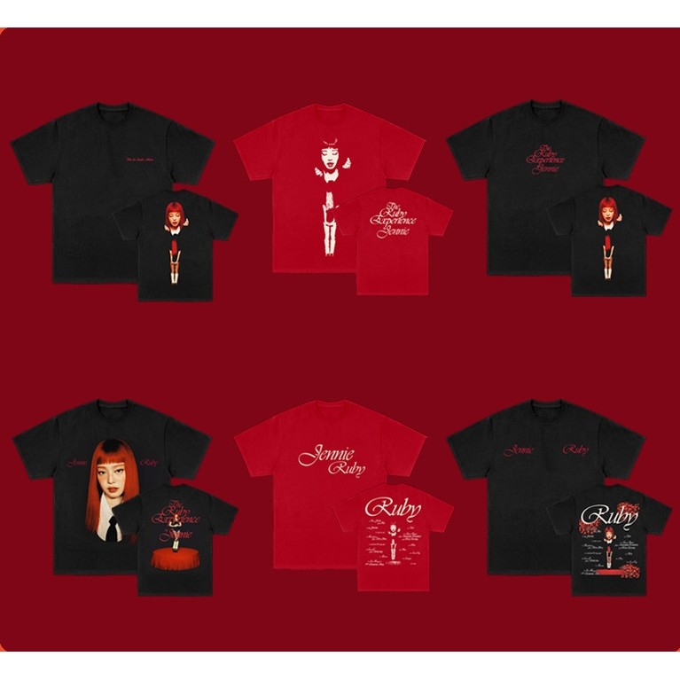 KPOP JENNIE Ruby Merch ผ้าฝ้ายเสื้อยืด Vintage Street หลวมพิมพ์แขนสั้น Plus ขนาดฤดูร้อนผู้ชายและผู้ห