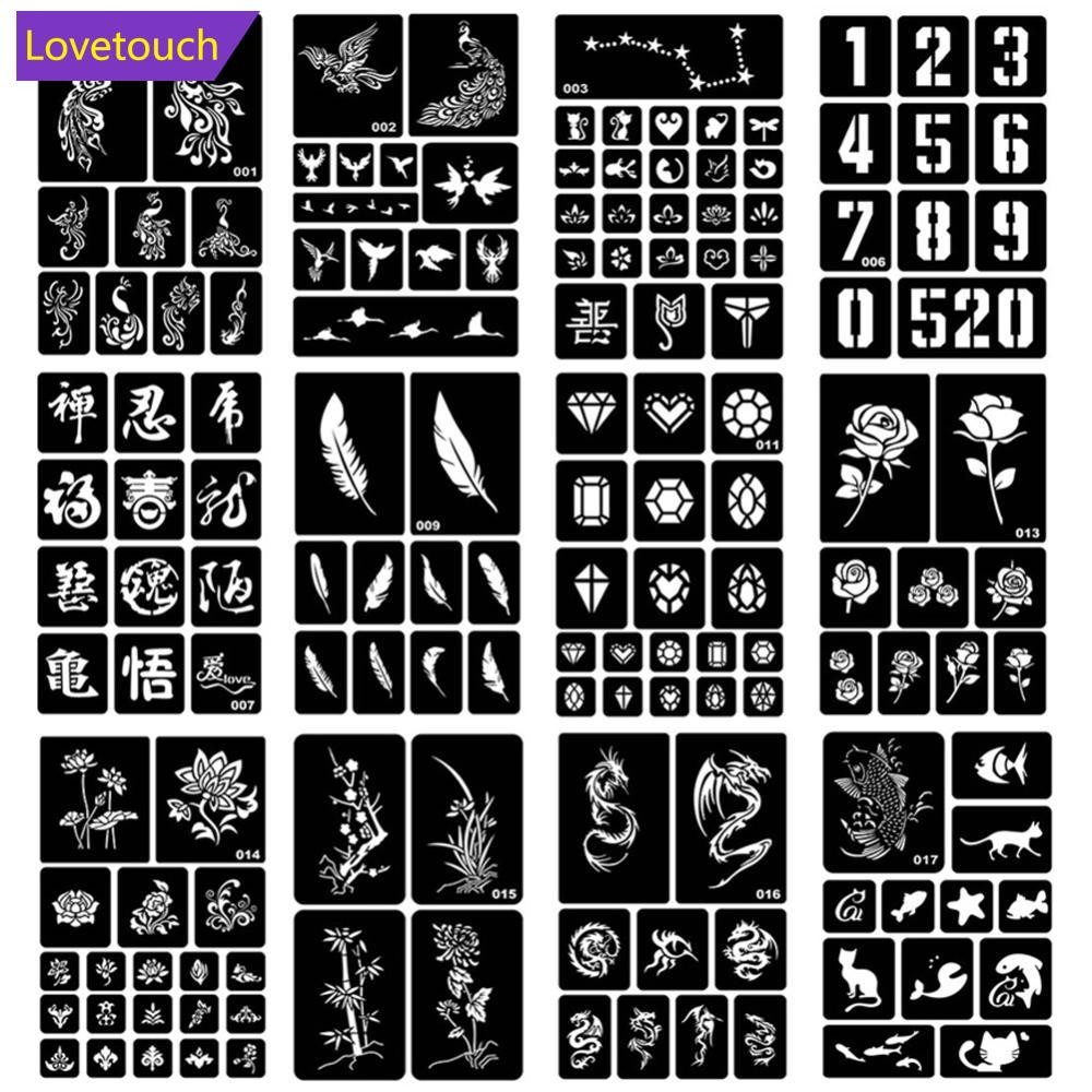 LOVETOUCH 40 รูปแบบ Hollow Henna Tattoo Stencil Template ใหม่ Body Hand Art วางวาดชั่วคราว Tattoo Te
