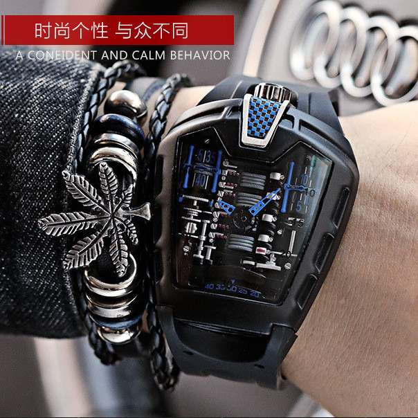 กิจกรรมพร้อมสต็อก Richard Sports Car Bugatti Creative Concept Watch Male Unique Cool Engine Domineer