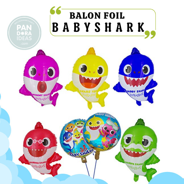 ลูกโป่งฟอยล์ขนาดใหญ่ Baby Shark/JUMBO Baby Shark ฟอยล์บอลลูน/ตัวละครปลา/ฉลามเด็ก/ชุดตกแต่งวันเกิด Ba