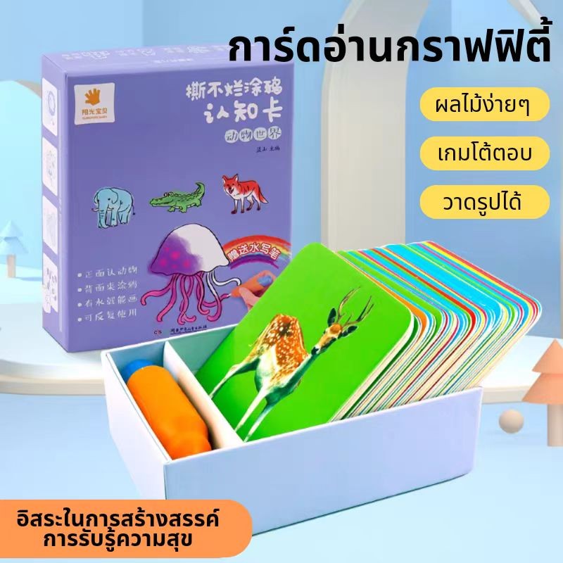 การ์ดคําศัพท์ระบายสี Baby Toys Education Early Cards Picture