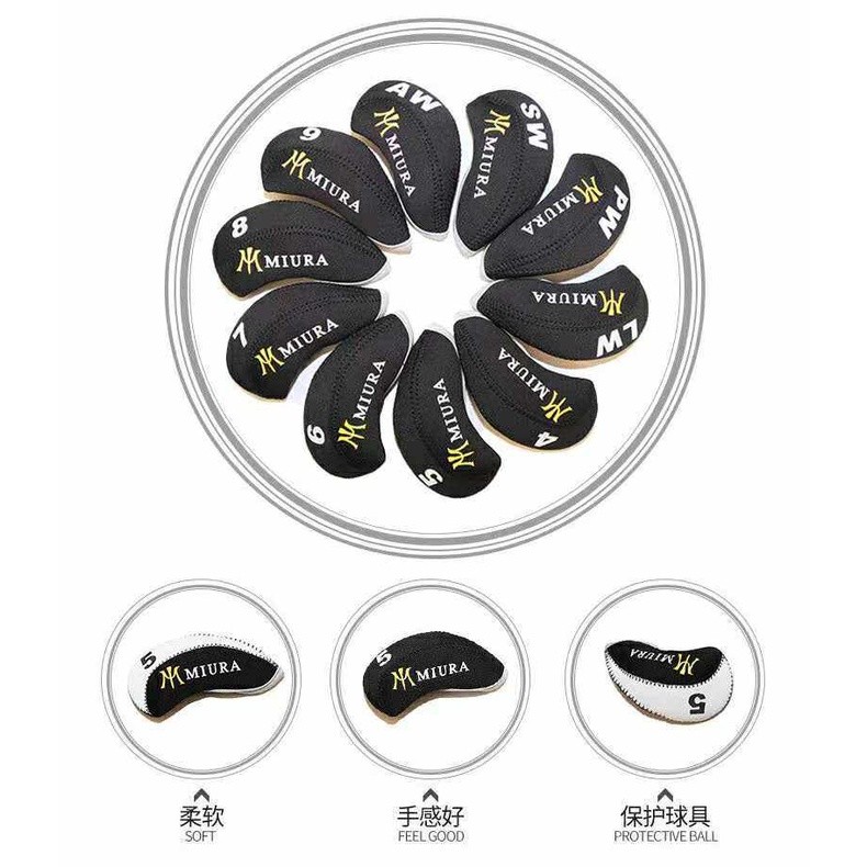 Miura Golf Irons Head Cover Irons Headcover ชุดเหล็กกอล์ฟ Head Protector 10 ชิ้นสําหรับ MIURA เตารีด