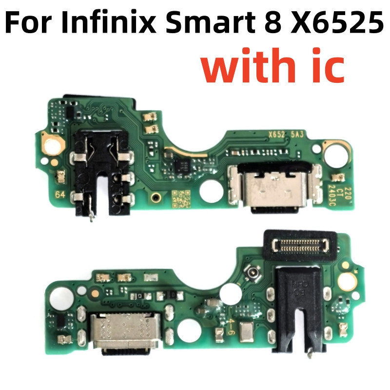 บอร์ดชาร์จ USB สําหรับ Infinix Smart 8 X6525 USB Charger Jack Port Connector Board Flex Cable อะไหล่ซ่อมพร้อม ic