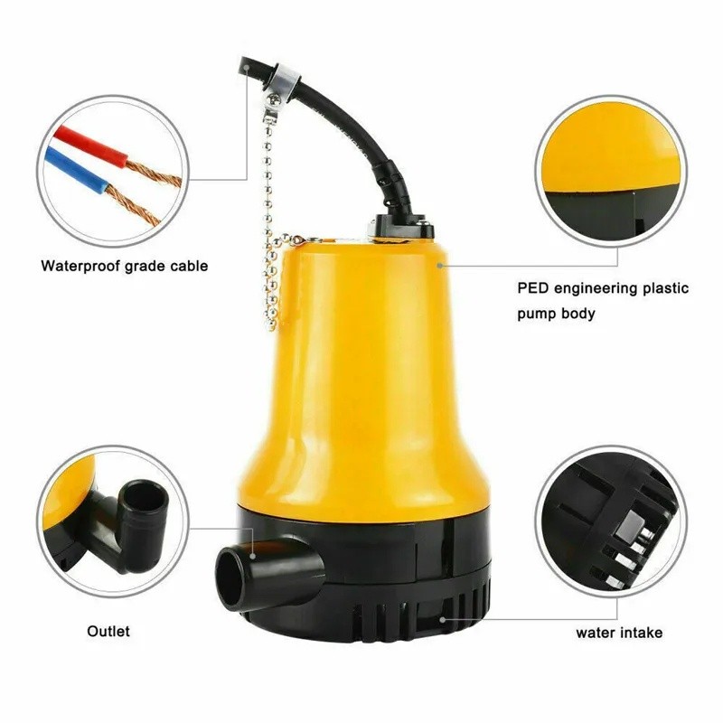 ปั้มน้ำ ปั๊มน้ำแบบแช่ ปั๊มน้ำไฟฟ้า ปั้มน้ำ มินิ12VDC ปั๊มน้ำไดโว่ Submersible Pump ท่อ1