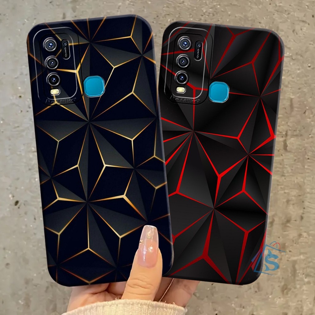 HP [SHARK CASE ] Softcase Vivo Y30 Y30i Y50 Y51 Y51A Y53S 2020 Marble Black Motif Modern Aesthetic -